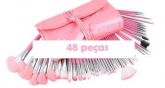 Kit 48 pincéis rosa